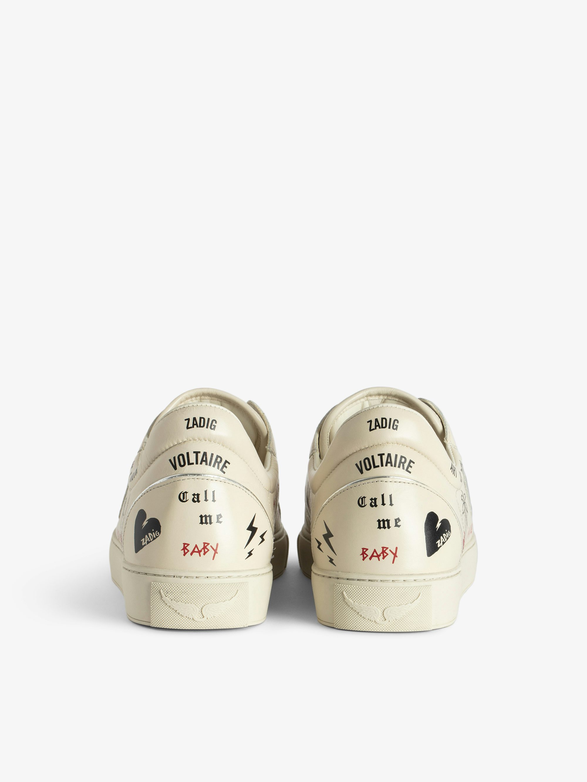 Low-Top Fly On Sneakers - Low-top sneakers with vintage-effect leather print and embossed wings.